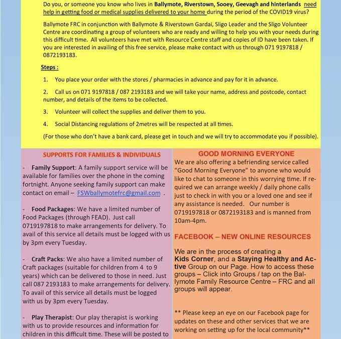 Great Covid-19 Community Services from Ballymote FRC